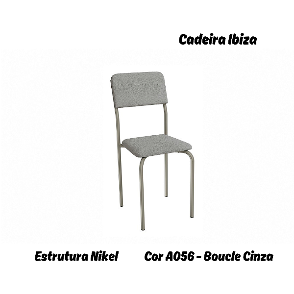 Par de Cadeiras Ibiza - Ref. 2C133-NK - Estampa: A056 (Bouclé Cinza) Nikel - Kappesberg