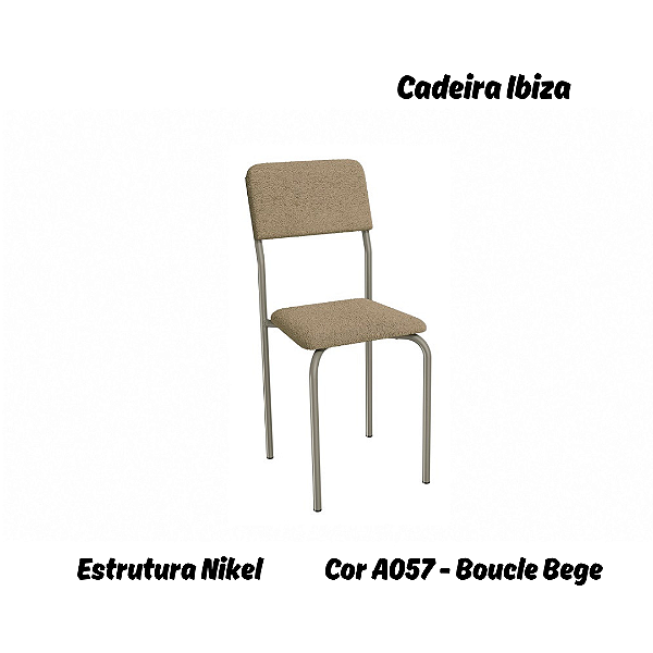 Par de Cadeiras Ibiza - Ref. 2C133-NK - Estampa: A057 (Bouclé Bege) Nikel - Kappesberg