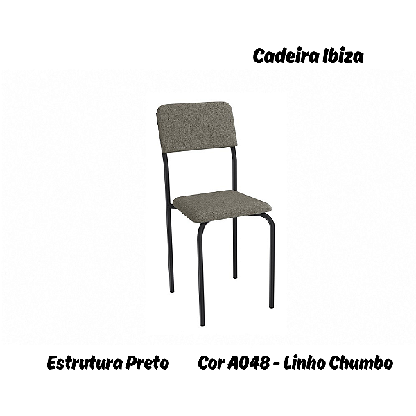 Par de Cadeiras Ibiza - Ref. 2C133-PR - Estampa: A048 (Linho Chumbo) Preto - Kappesberg