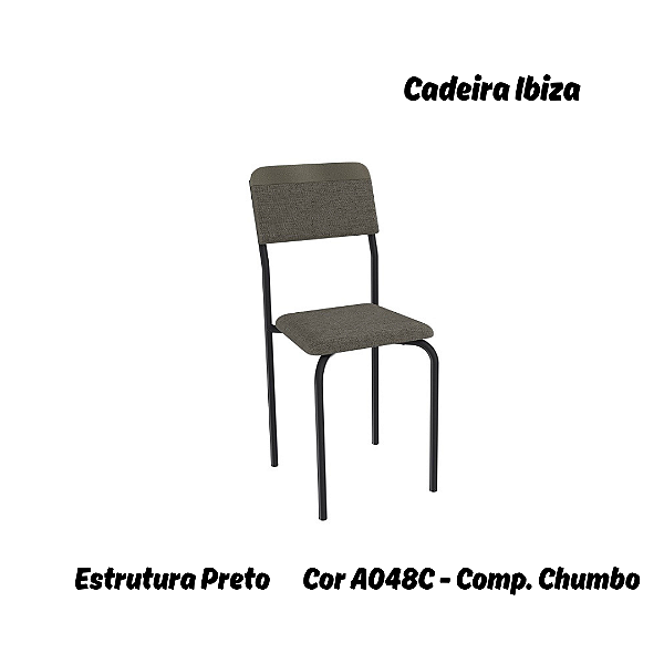 Par de Cadeiras Ibiza - Ref. 2C133-PR - Estampa: A048C (Compose Chumbo) Preto - Kappesberg