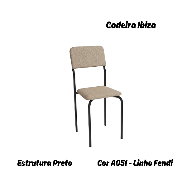 Par de Cadeiras Ibiza - Ref. 2C133-PR - Estampa: A051 (Linho Fendi) Preto - Kappesberg