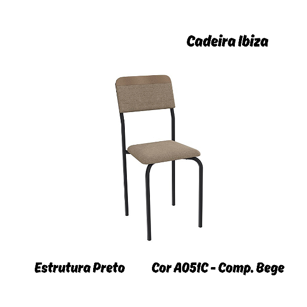 Par de Cadeiras Ibiza - Ref. 2C133-PR - Estampa: A051C (Compose Bege) Preto - Kappesberg