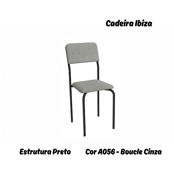 Par de Cadeiras Ibiza - Ref. 2C133-PR - Estampa: A056 (Bouclé Cinza) Preto - Kappesberg