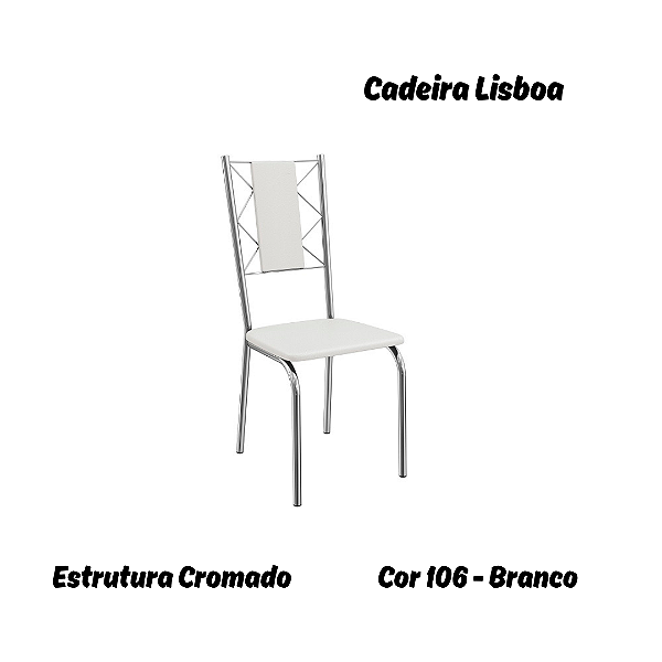 Par de Cadeiras Lisboa - Ref. 2C076-CR - Estampa: 106 (Branco) Cromado - Kappesberg