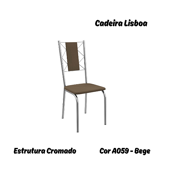 Par de Cadeiras Lisboa - Ref. 2C076-CR - Estampa: A059 (Bege) Cromado - Kappesberg