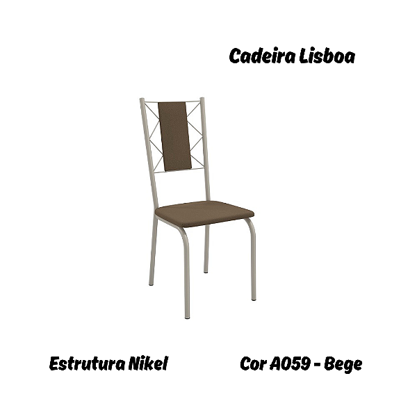 Par de Cadeiras Lisboa - Ref. 2C076-NK - Estampa: A059 (Bege) Nikel - Kappesberg