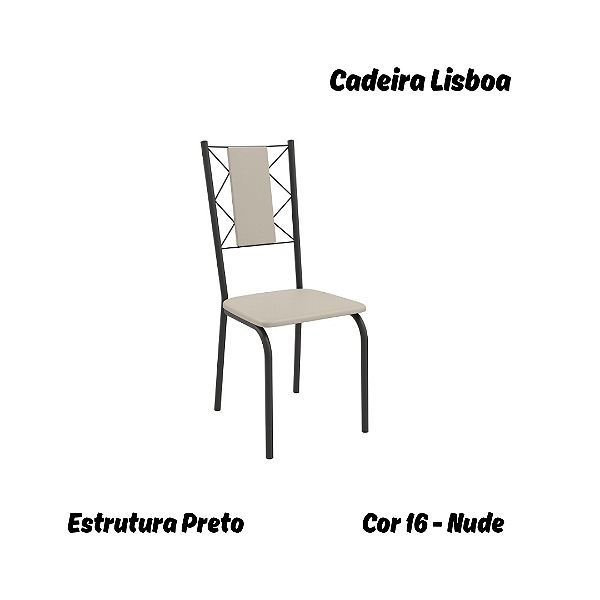 Par de Cadeiras Lisboa - Ref. 2C076-PR - Estampa: 16 (Nude) Preto - Kappesberg