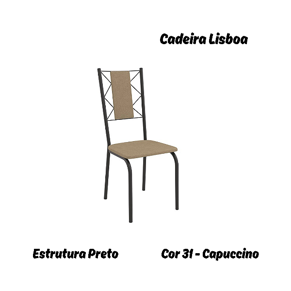 Par de Cadeiras Lisboa - Ref. 2C076-PR - Estampa: 31 (Capuccino) Preto - Kappesberg
