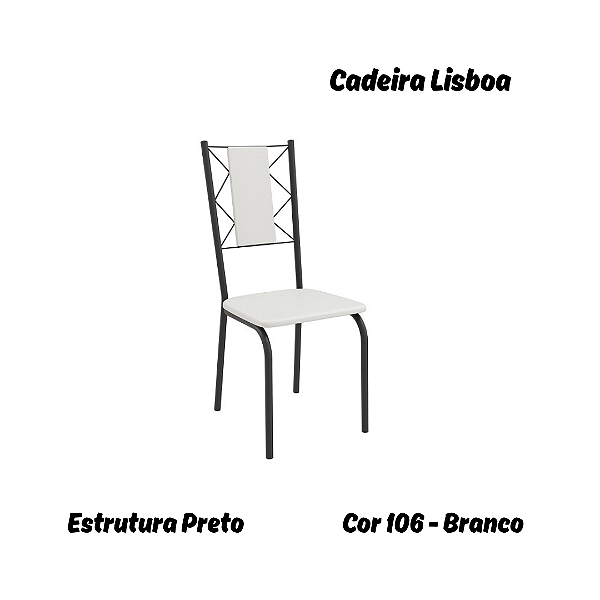 Par de Cadeiras Lisboa - Ref. 2C076-PR - Estampa: 106 (Branco) Preto - Kappesberg