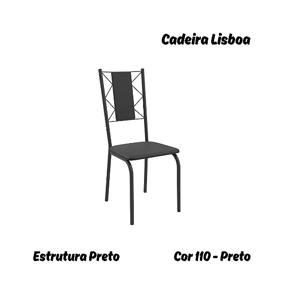 Par de Cadeiras Lisboa - Ref. 2C076-PR - Estampa: 110 (Preto) Preto - Kappesberg