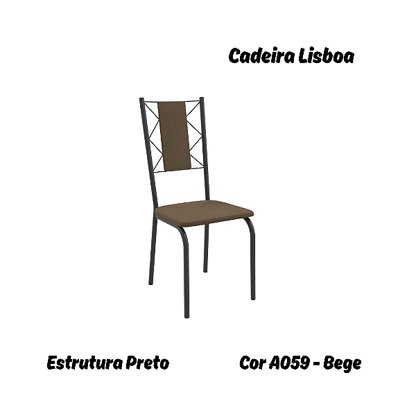 Par de Cadeiras Lisboa - Ref. 2C076-PR - Estampa: A059 (Bege) Preto - Kappesberg