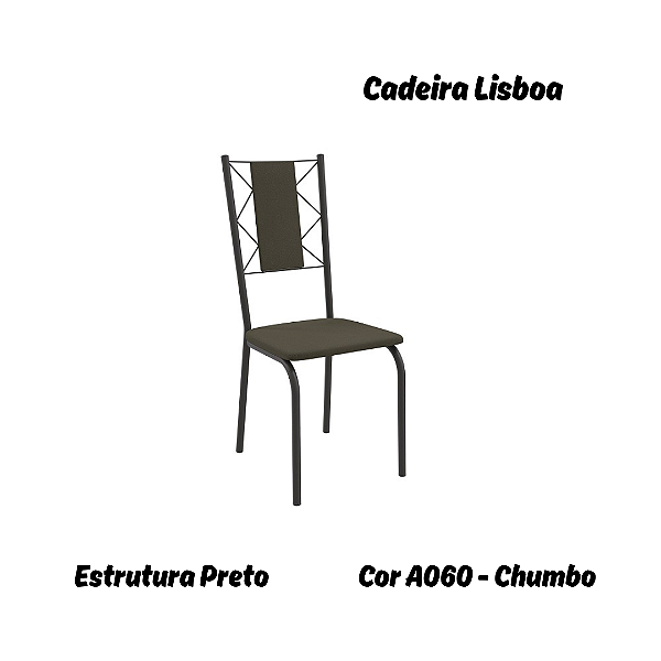 Par de Cadeiras Lisboa - Ref. 2C076-PR - Estampa: A060 (Chumbo) Preto - Kappesberg