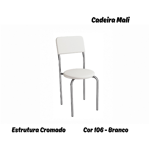 Par de Cadeiras Mali - Ref. 2C136-CR - Estampa: 106 (Branco) Cromado - Kappesberg