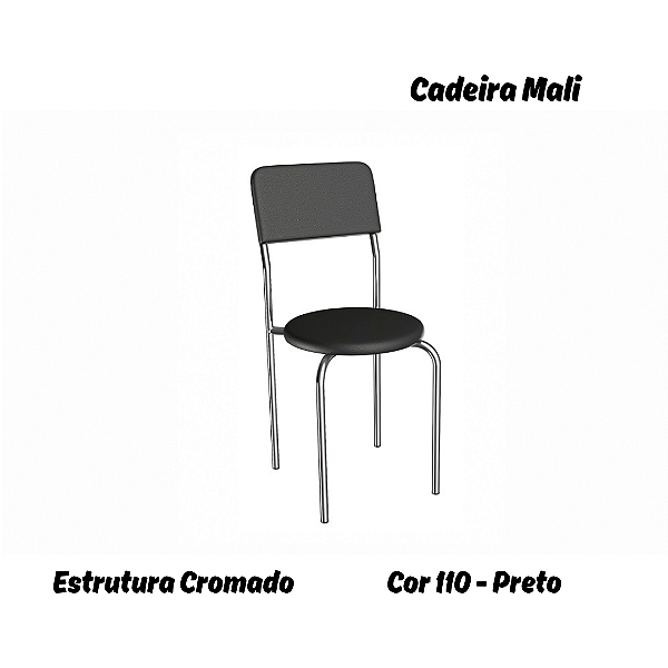 Par de Cadeiras Mali - Ref. 2C136-CR - Estampa: 110 (Preto) Cromado - Kappesberg