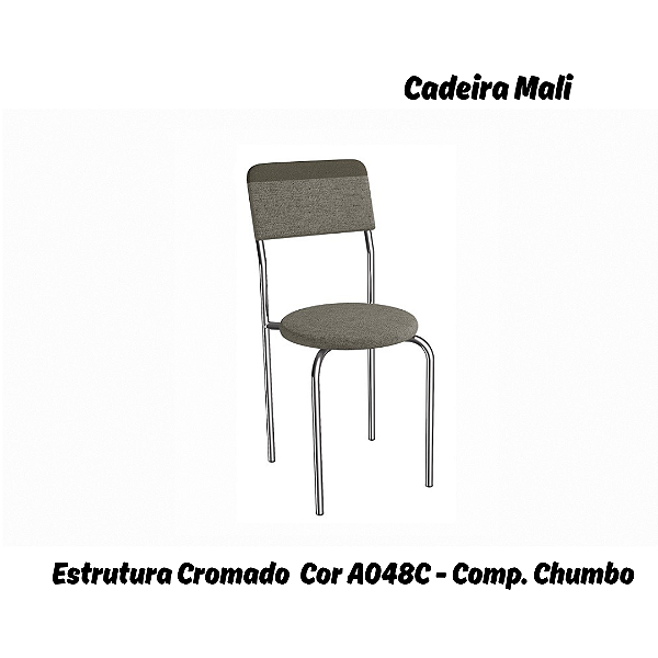 Par de Cadeiras Mali - Ref. 2C136-CR - Estampa: A048C (Compose Chumbo) Cromado - Kappesberg