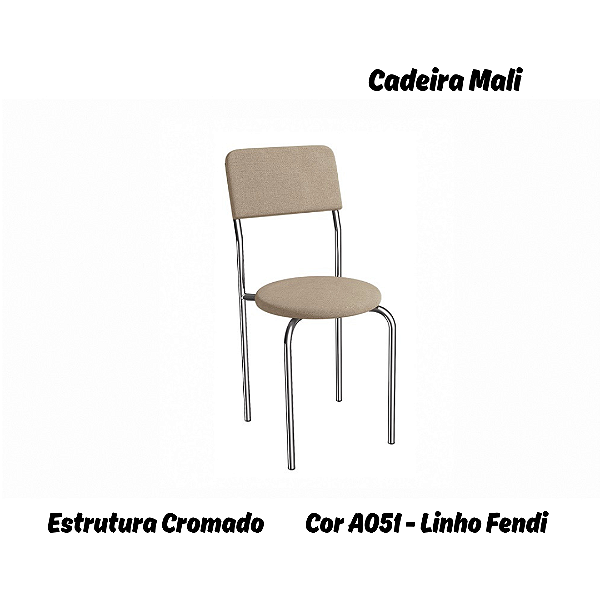 Par de Cadeiras Mali - Ref. 2C136-CR - Estampa: A051 (Linho Fendi) Cromado - Kappesberg