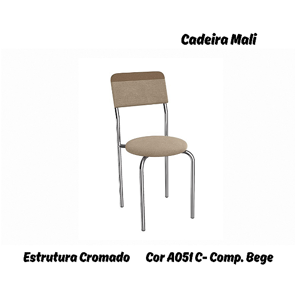 Par de Cadeiras Mali - Ref. 2C136-CR - Estampa: A051C (Compose Bege) Cromado - Kappesberg