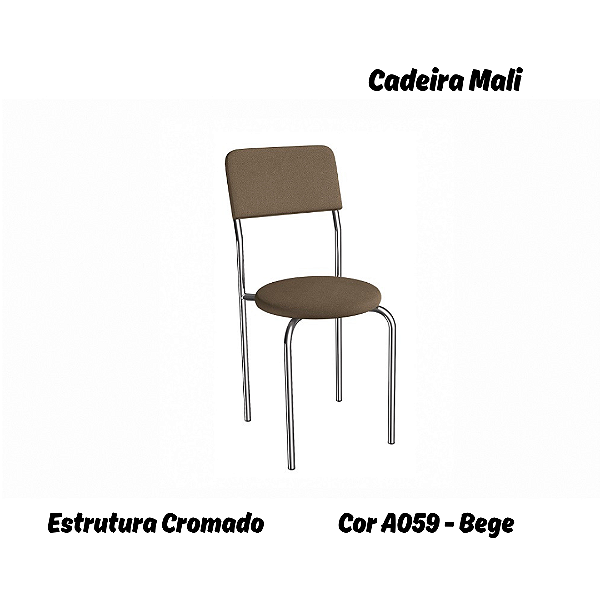 Par de Cadeiras Mali - Ref. 2C136-CR - Estampa: A059 (Bege) Cromado - Kappesberg