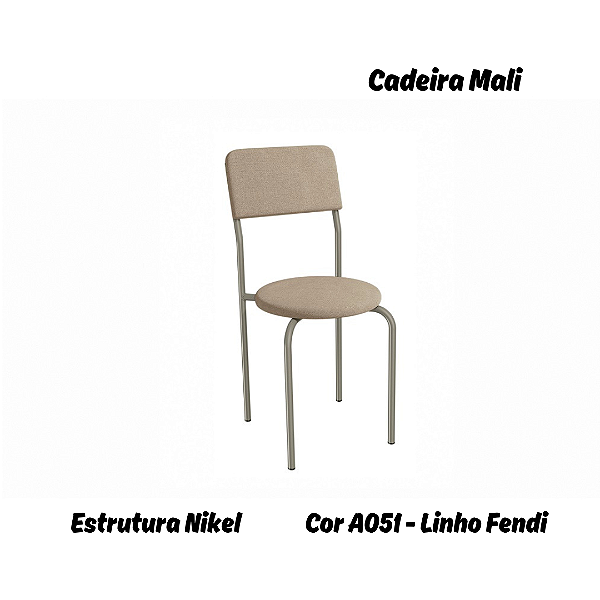 Par de Cadeiras Mali - Ref. 2C136-NK - Estampa: A051 (Linho Fendi) Nikel - Kappesberg
