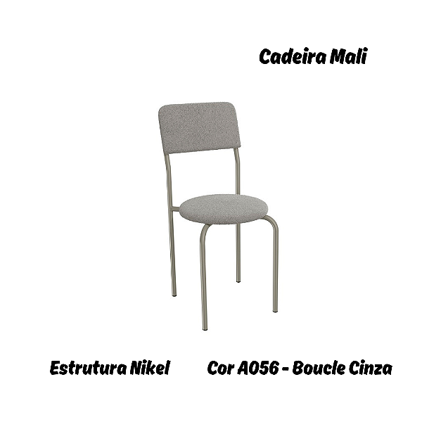 Par de Cadeiras Mali - Ref. 2C136-NK - Estampa: A056 (Boucle Cinza) Nikel - Kappesberg
