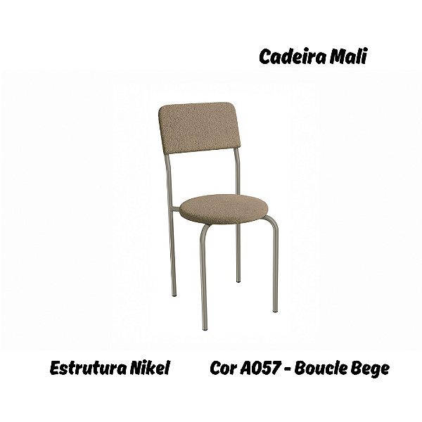 Par de Cadeiras Mali - Ref. 2C136-NK - Estampa: A057 (Bouclé Bege) Nikel - Kappesberg