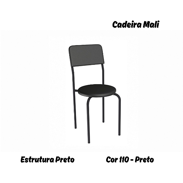 Par de Cadeiras Mali - Ref. 2C136-PR - Estampa: 110 (Preto) Preto - Kappesberg