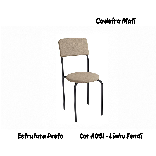 Par de Cadeiras Mali - Ref. 2C136-PR - Estampa: A051 (Linho Fendi) Preto - Kappesberg