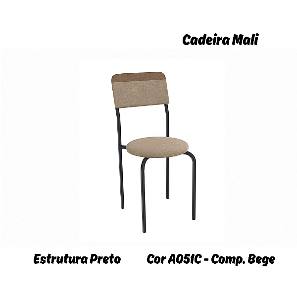 Par de Cadeiras Mali - Ref. 2C136-PR - Estampa: A051C (Compose Bege) Preto - Kappesberg