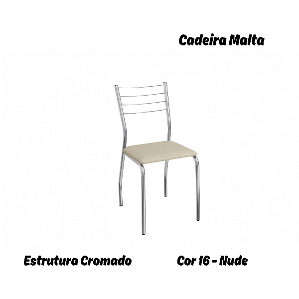 Par de Cadeiras Malta - Ref. 2C140-CR - Estampa: 16 (Nude) Cromado - Kappesberg