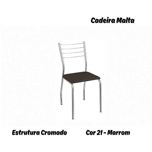 Par de Cadeiras Malta - Ref. 2C140-CR - Estampa: 21 (Marrom) Cromado - Kappesberg
