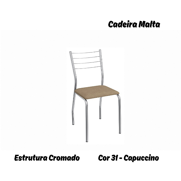 Par de Cadeiras Malta - Ref. 2C140-CR - Estampa: 31 (Capuccino) Cromado - Kappesberg