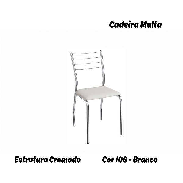 Par de Cadeiras Malta - Ref. 2C140-CR - Estampa: 106 (Branco) Cromado - Kappesberg
