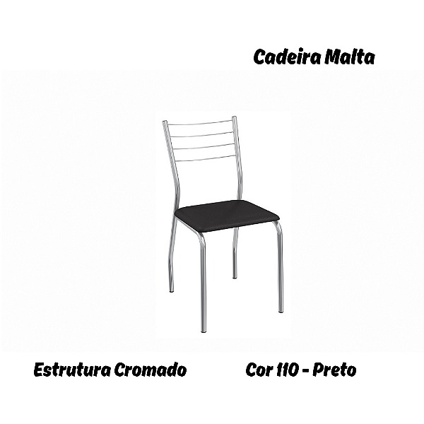 Par de Cadeiras Malta - Ref. 2C140-CR - Estampa: 110 (Preto) Cromado - Kappesberg