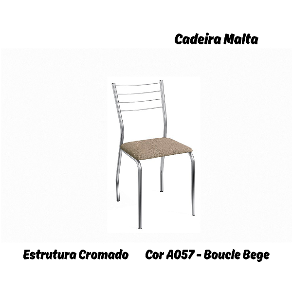 Par de Cadeiras Malta - Ref. 2C140-CR - Estampa: A057 (Bouclé Bege) Cromado - Kappesberg