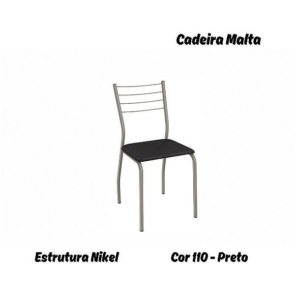 Par de Cadeiras Malta - Ref. 2C140-NK - Estampa: 110 (Preto) Nikel - Kappesberg