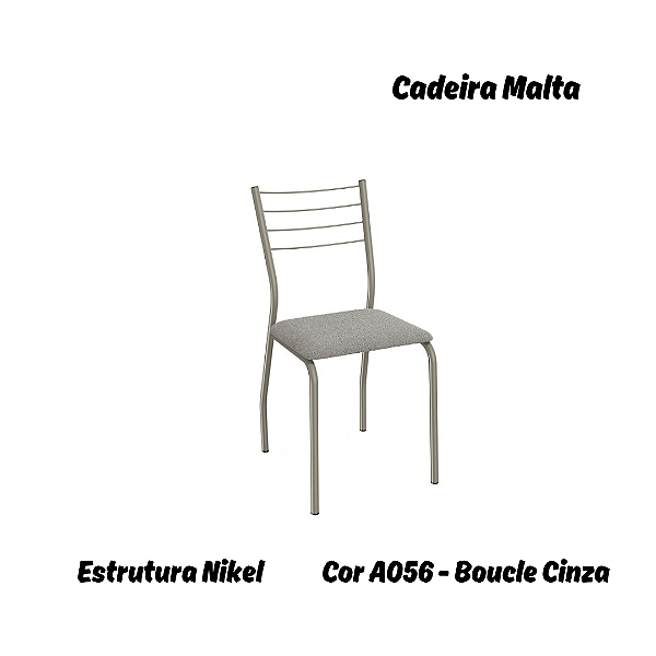 Par de Cadeiras Malta - Ref. 2C140-NK - Estampa: A056 (Bouclé Cinza) Nikel - Kappesberg