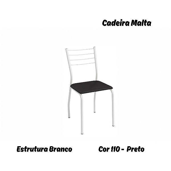 Par de Cadeiras Malta - Ref. 2C140-BR - Estampa: 110 (Preto) Branco - Kappesberg