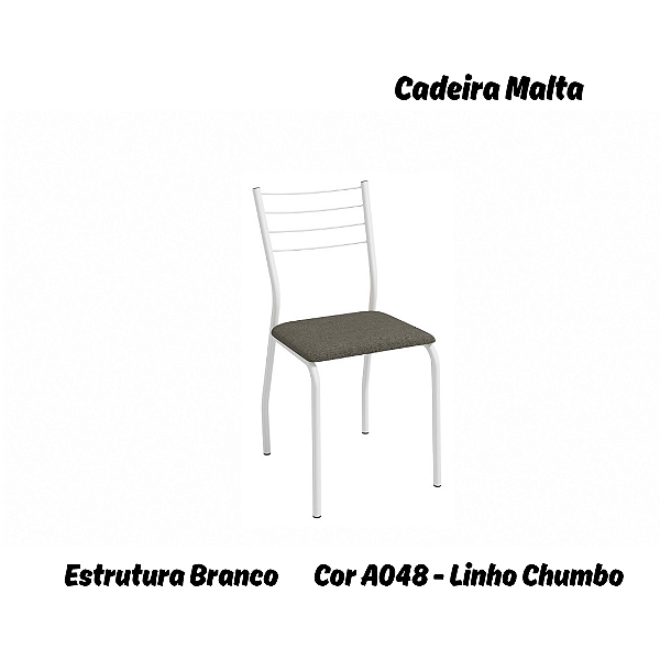 Par de Cadeiras Malta - Ref. 2C140-BR - Estampa: A048 (Linho Chumbo) Branco - Kappesberg