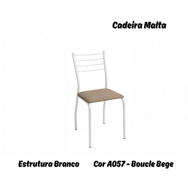 Par de Cadeiras Malta - Ref. 2C140-BR - Estampa: A057 (Bouclé Bege) Branco - Kappesberg