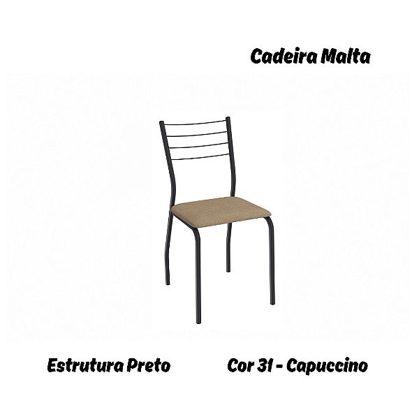 Par de Cadeiras Malta - Ref. 2C140-PR - Estampa: 31 (Capuccino) Preto - Kappesberg