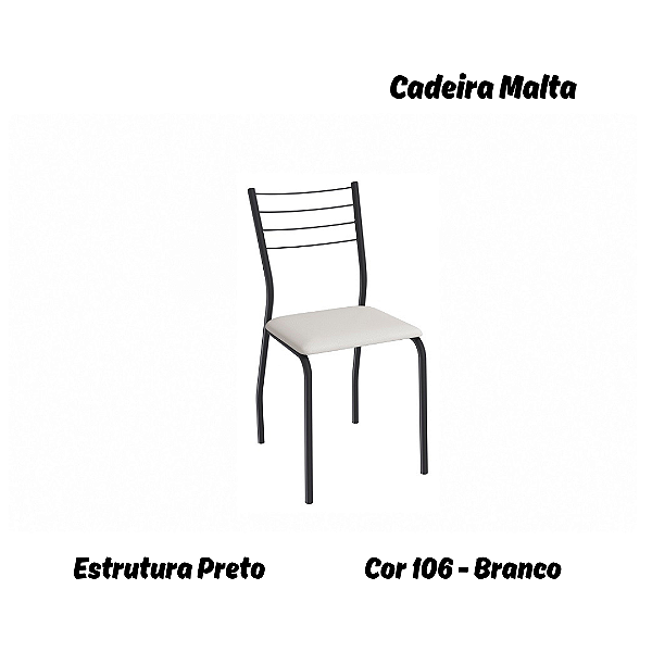 Par de Cadeiras Malta - Ref. 2C140-PR - Estampa: 106 (Branco) Preto - Kappesberg