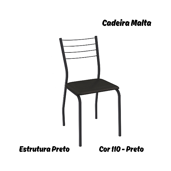 Par de Cadeiras Malta - Ref. 2C140-PR - Estampa: 110 (Preto) Preto - Kappesberg