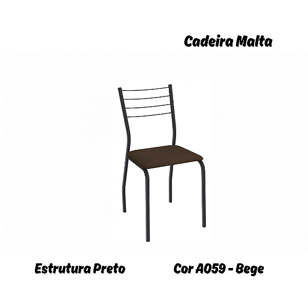 Par de Cadeiras Malta - Ref. 2C140-PR - Estampa: A059 (Bege) Preto - Kappesberg