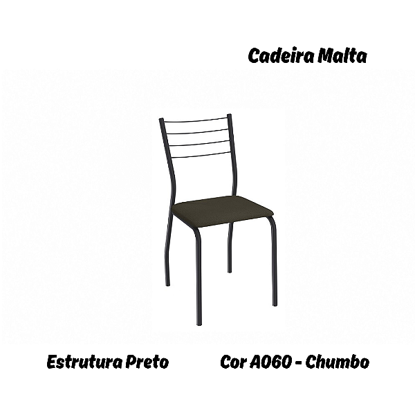 Par de Cadeiras Malta - Ref. 2C140-PR - Estampa: A060 (Chumbo) Preto - Kappesberg