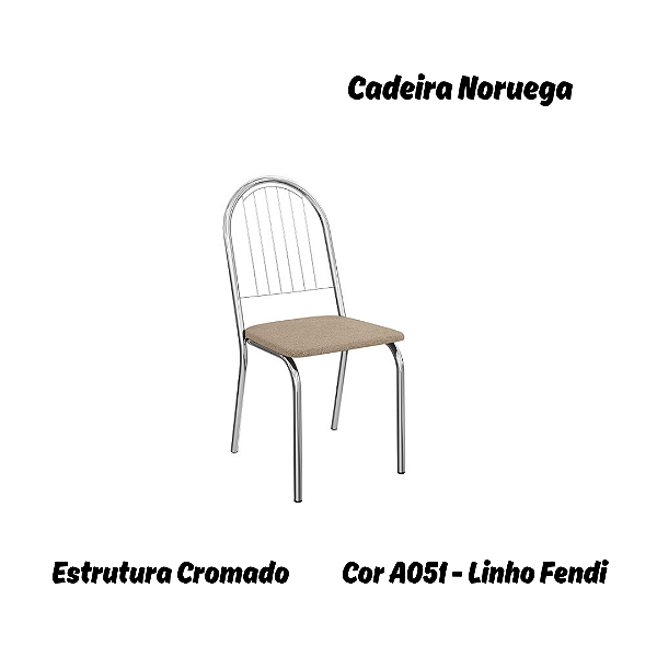Par de Cadeiras Noruega - Ref. 2C077-CR - Estampa: A051 (Linho Fendi) Cromado - Kappesberg