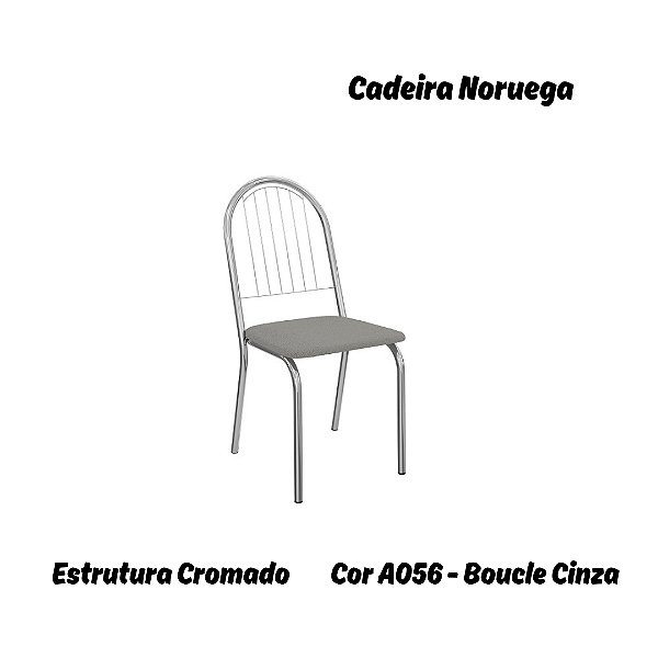 Par de Cadeiras Noruega - Ref. 2C077-CR - Estampa: A056 (Bouclé Cinza) Cromado - Kappesberg