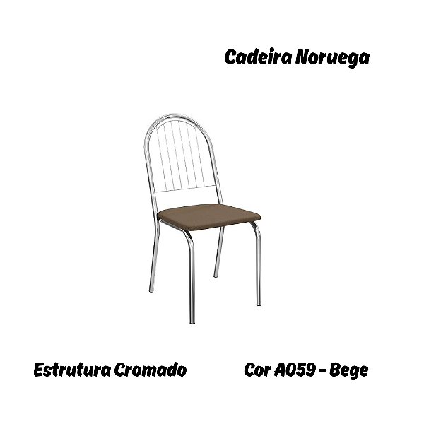 Par de Cadeiras Noruega - Ref. 2C077-CR - Estampa: A059 (Bege) Cromado - Kappesberg