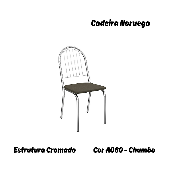 Par de Cadeiras Noruega - Ref. 2C077-CR - Estampa: A060 (Chumbo) Cromado - Kappesberg