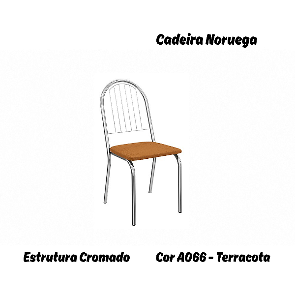 Par de Cadeiras Noruega - Ref. 2C077-CR - Estampa: A066 (Terracota) Cromado - Kappesberg