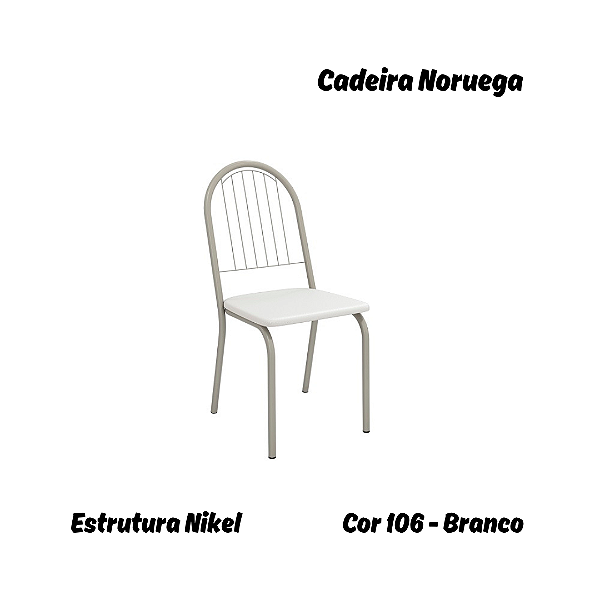 Par de Cadeiras Noruega - Ref. 2C077-NK - Estampa: 106 (Branco) Nikel - Kappesberg